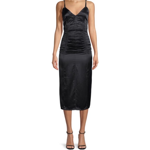 Helmut Lang Ruched V-Neck Slip Cocktail Dress - Picture 1 of 7